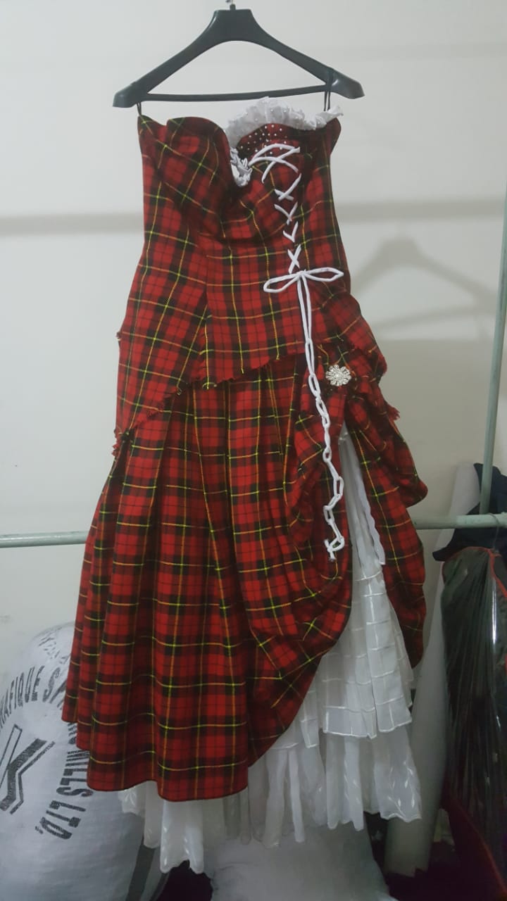 red tartan wedding dress Redesigned Wedding Dress With Scottish Tartan Train Alis Fashion Design