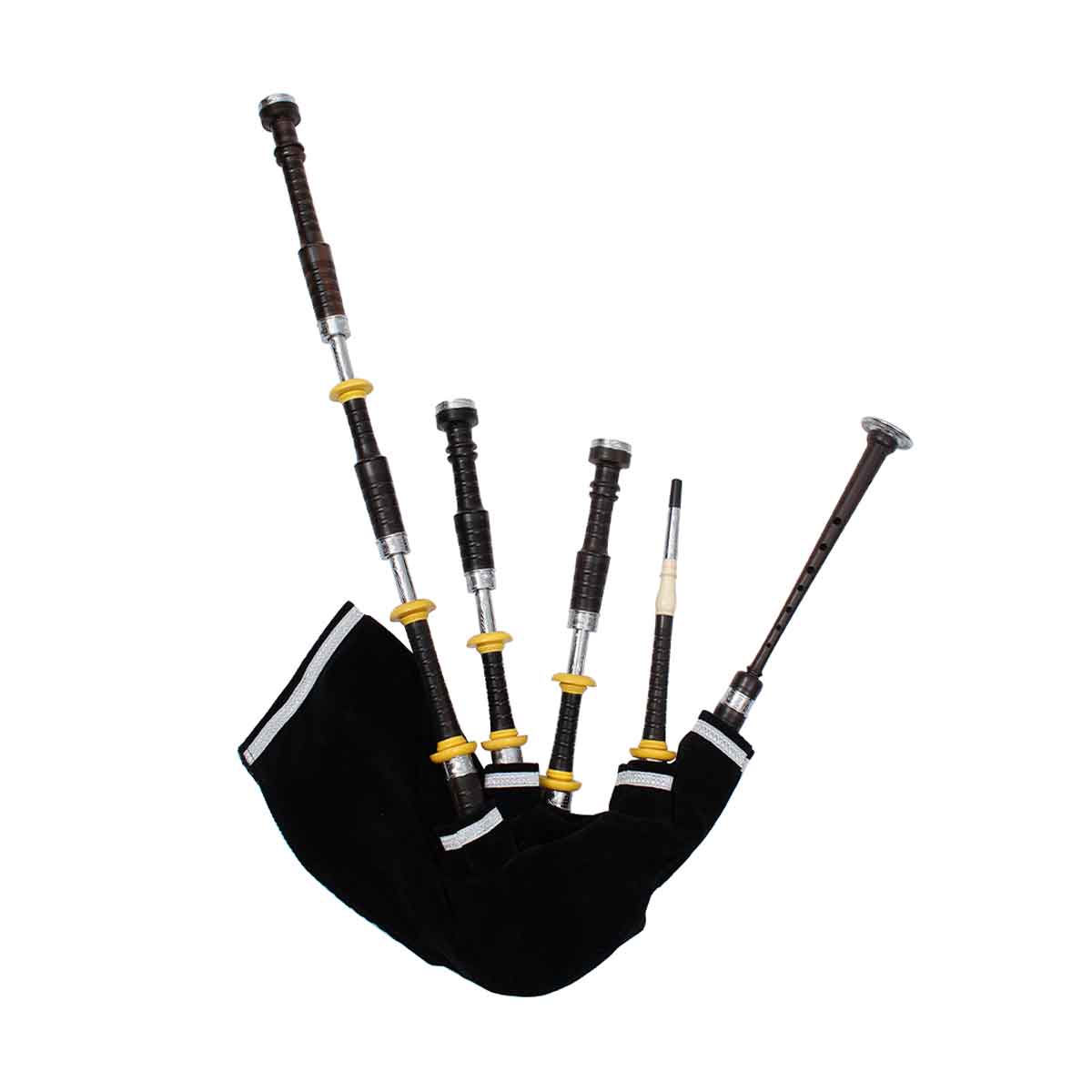 African Blackwood Highland Bagpipe Thistle Engraved Ferrules Imitation Ivory Projecting Mounts - House Of Scotland