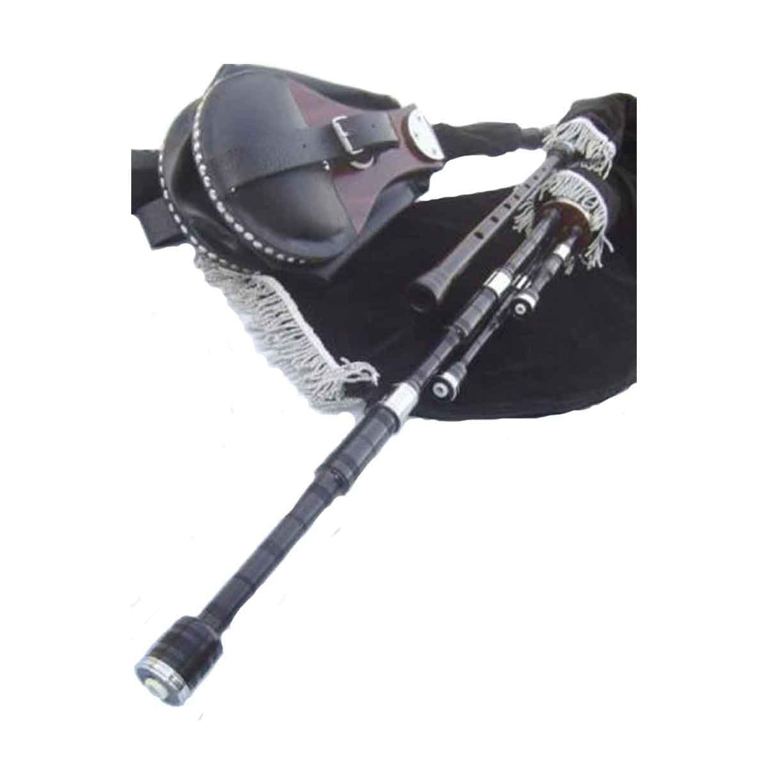 African Black Wood Lowland Border Pipes With Bellows Set - House Of Scotland