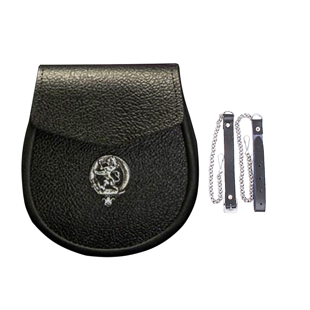house-of-scotland-clan-crest-sporran-black-grain-leather-with-chain-belt