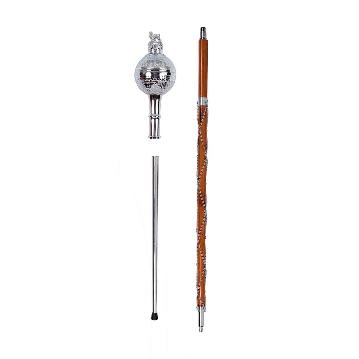 Drum Major Mace or Stave Embossed Ball Head Lion And Crown - House Of Scotland