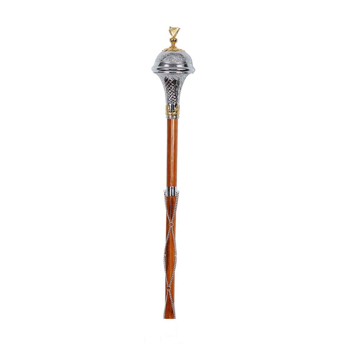 Drum Major Mace or Stave Chrome Embossed Head Irish Harp - House Of Scotland