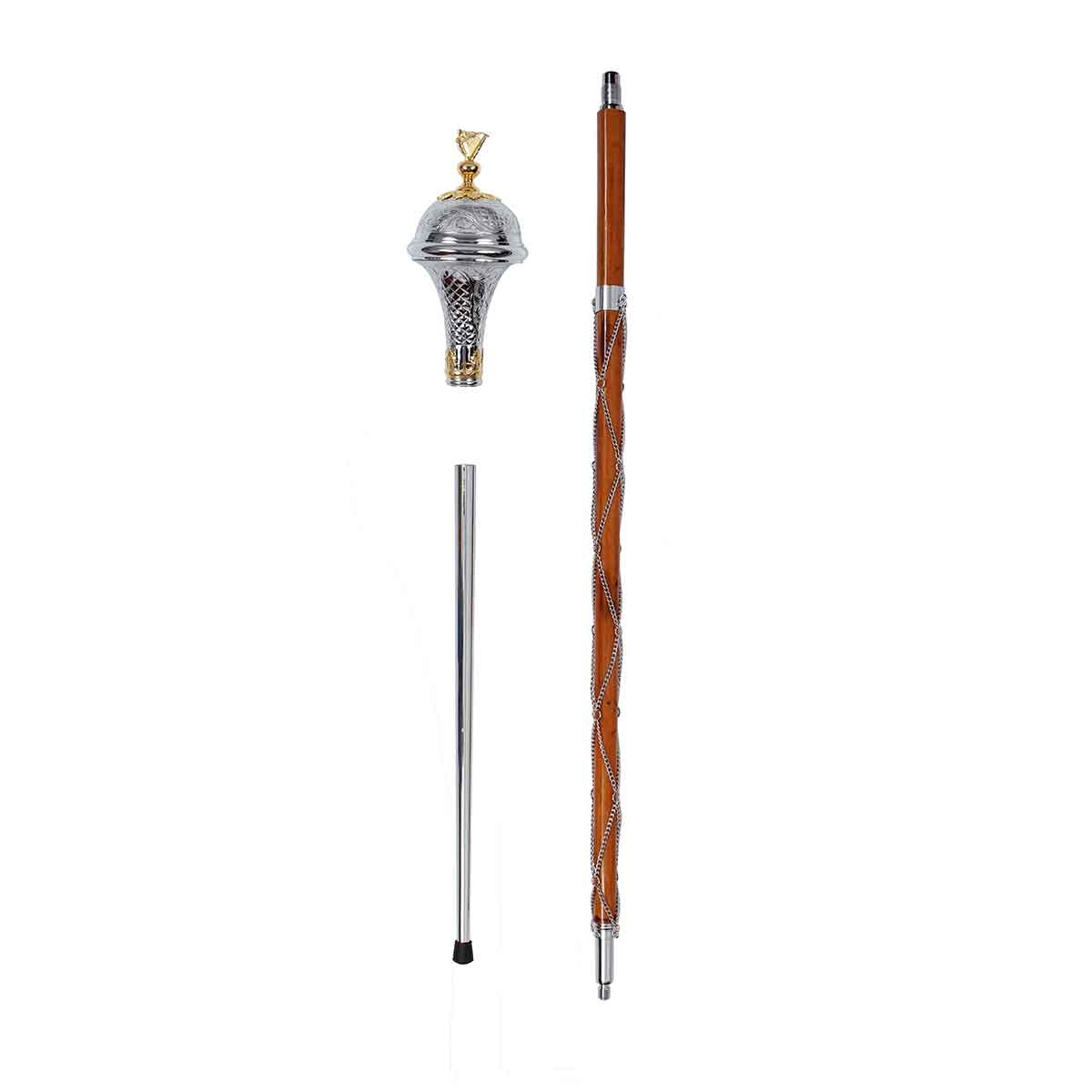 Drum Major Mace or Stave Chrome Embossed Head Irish Harp - House Of Scotland