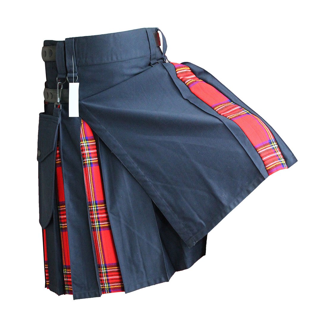 house-of-scotland-heavy-cotton-hybrid-kilt-navy-blue-color-with-royal-stewart-tartan