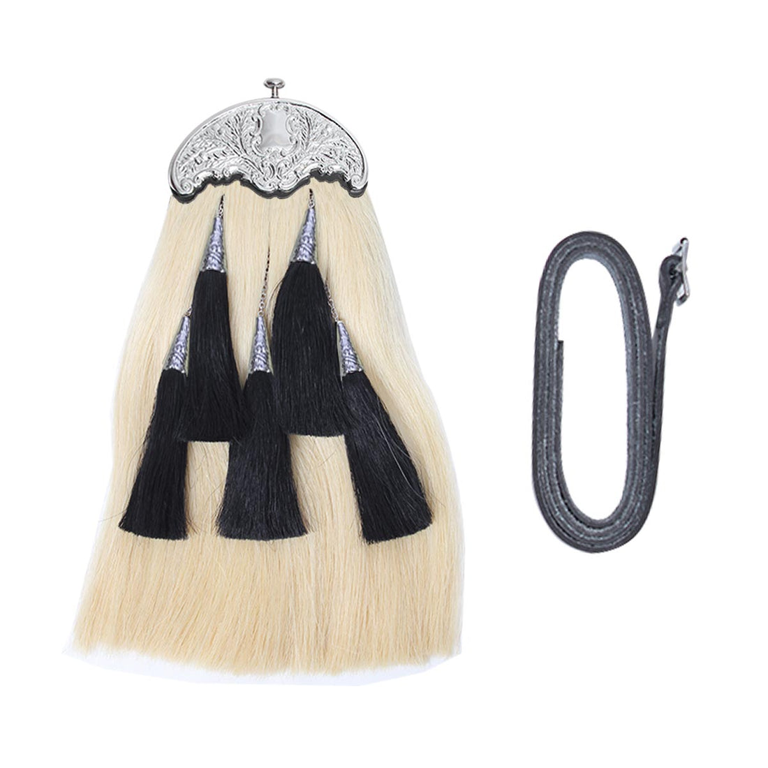 house-of-scotland-original-horse-hair-sporran-white-color-body-with-5-black-tassels-embossed-cantel