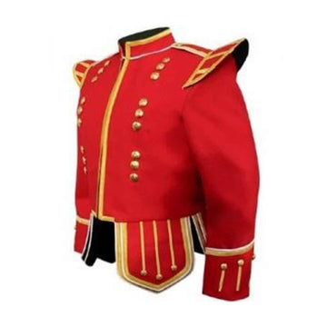 Red Doublet Blazer Wool Gold Braid And White Piping - House Of Scotland