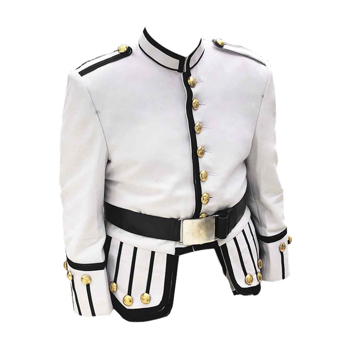White Doublet Blazer Wool With Black Braid And Trim - House Of Scotland