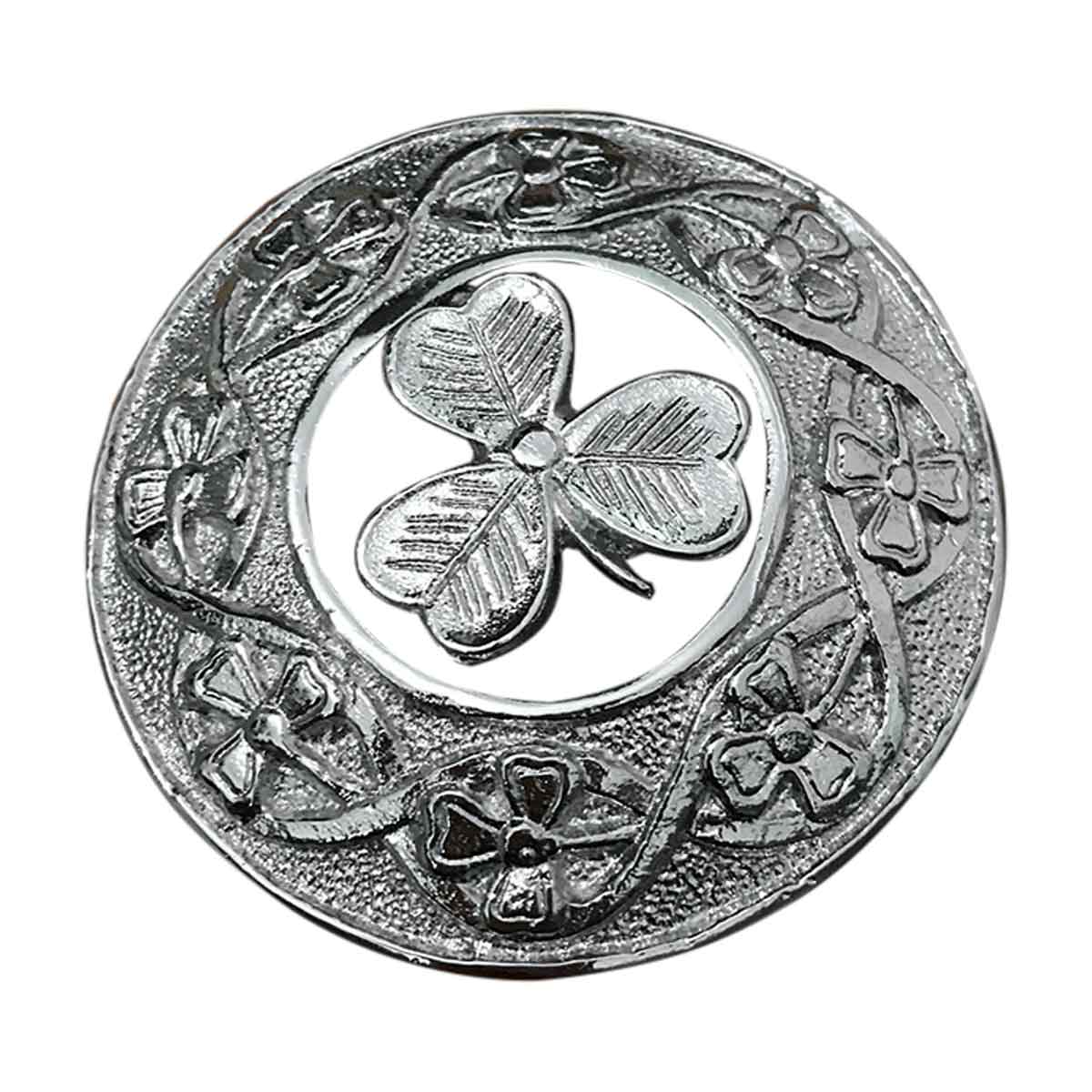 Plaid Brooch Round Irish Shamrock - House Of Scotland