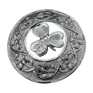 Plaid Brooch Round Irish Shamrock - House Of Scotland