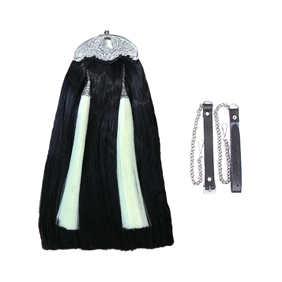 house-of-scotland-synthetic-long-hair-sporran-black-color-body-with-two-white-tassels